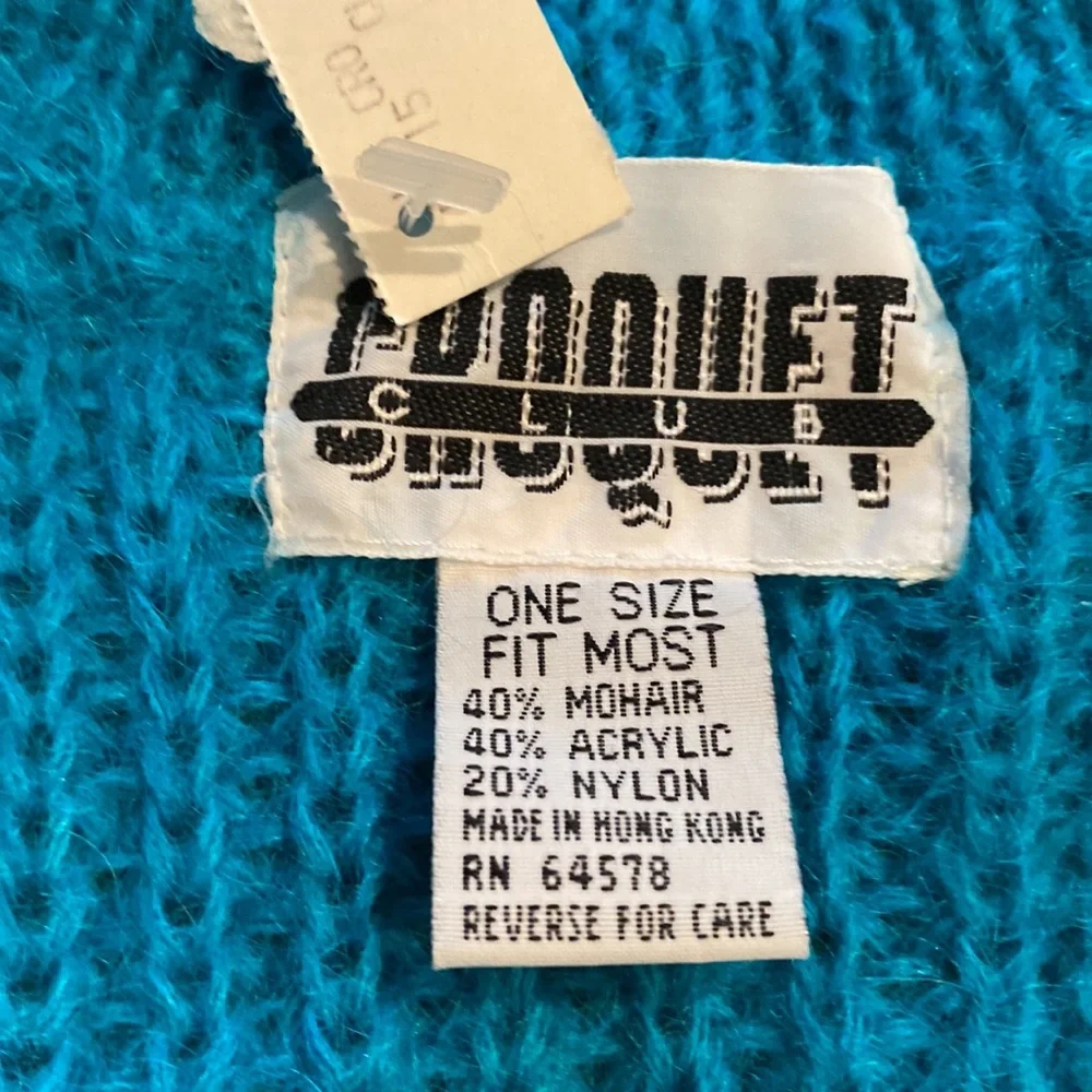 ~Croquet Club~ Vintage Bright Blue Deep V Mohair Sweater - Picture 4 of 4